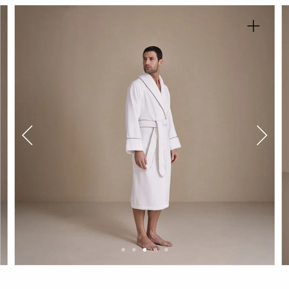 Frette Men’s White Shawl Collar Bathrobe - Picture 1 of 4
